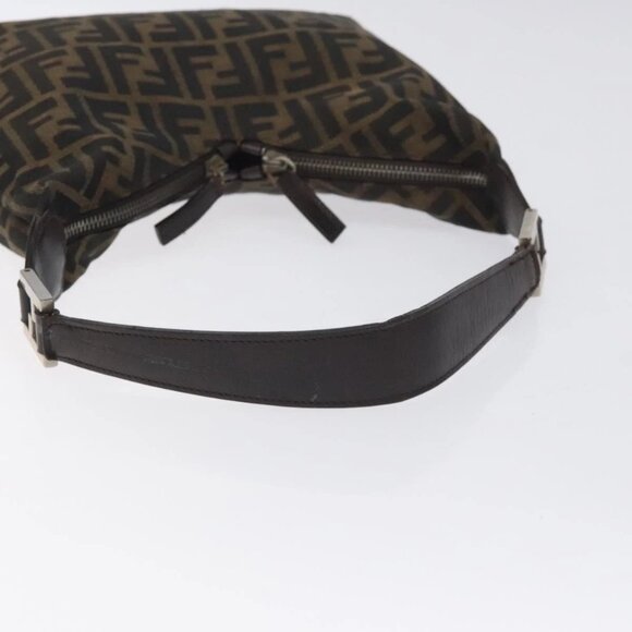 FENDI Zucca Canvas Shoulder Bag Black Brown Auth 129931 - Picture 8 of 16